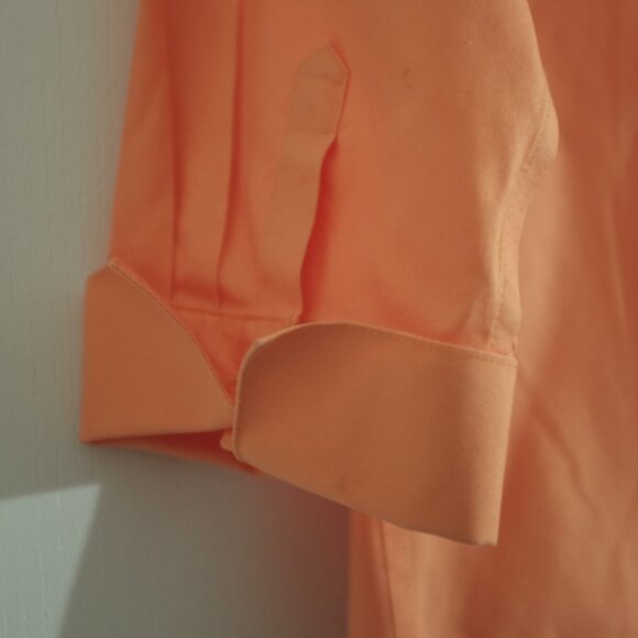 Chico's apricot non iron rolled sleeves shirt blouse 100% cotton size 1 - Picture 9 of 11